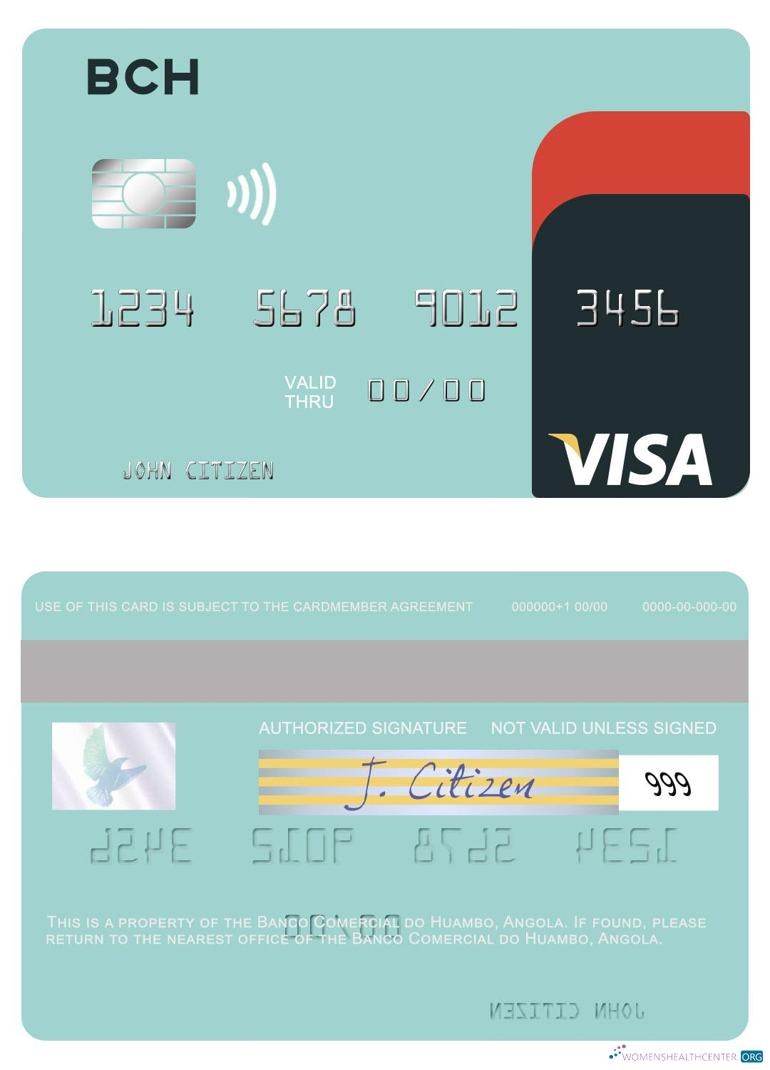 Download Angola Banco Comercial do Huambo visa card Photoshop template
